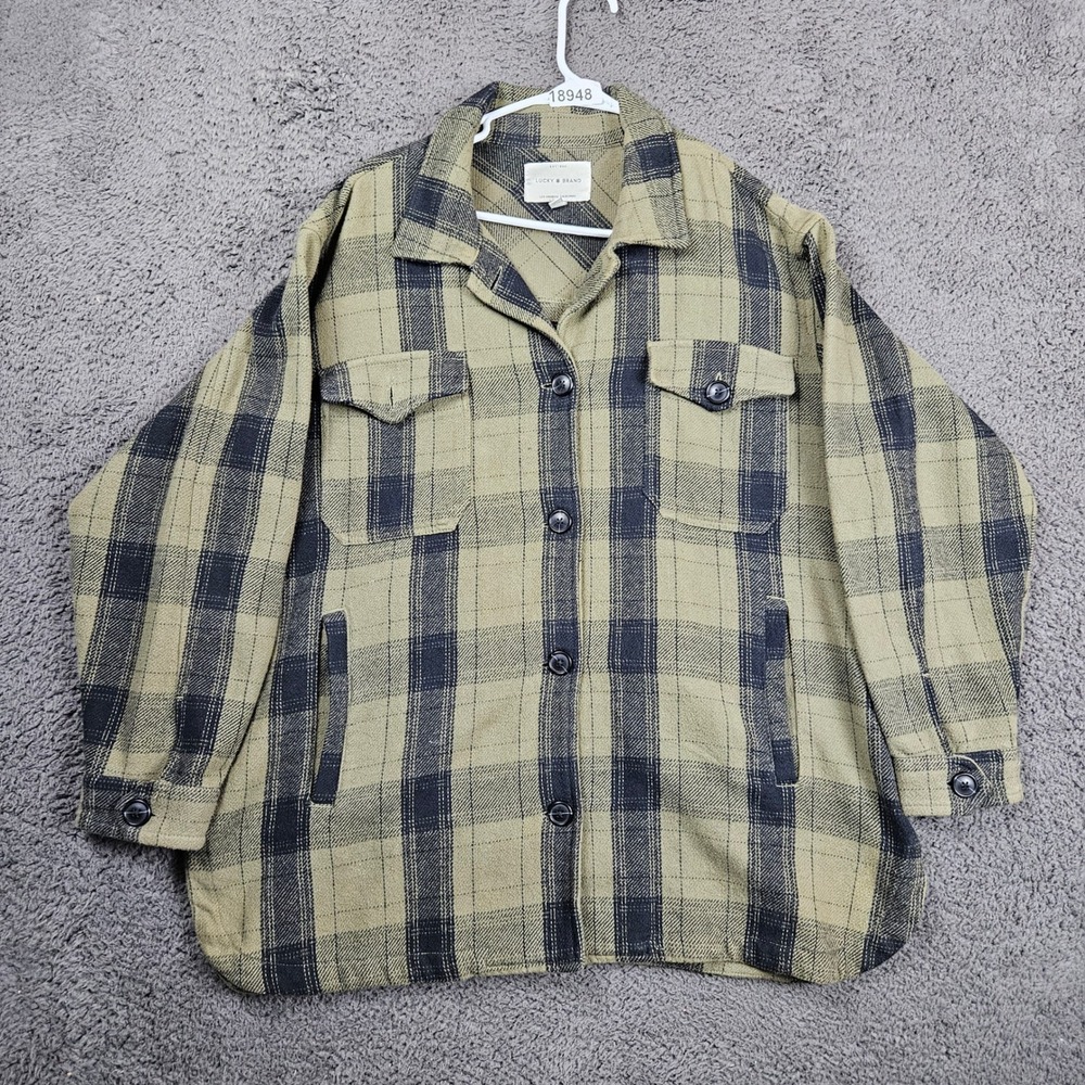 Lucky Brand Mens Plaid Flannel Shirt Jacket Oversized Size L